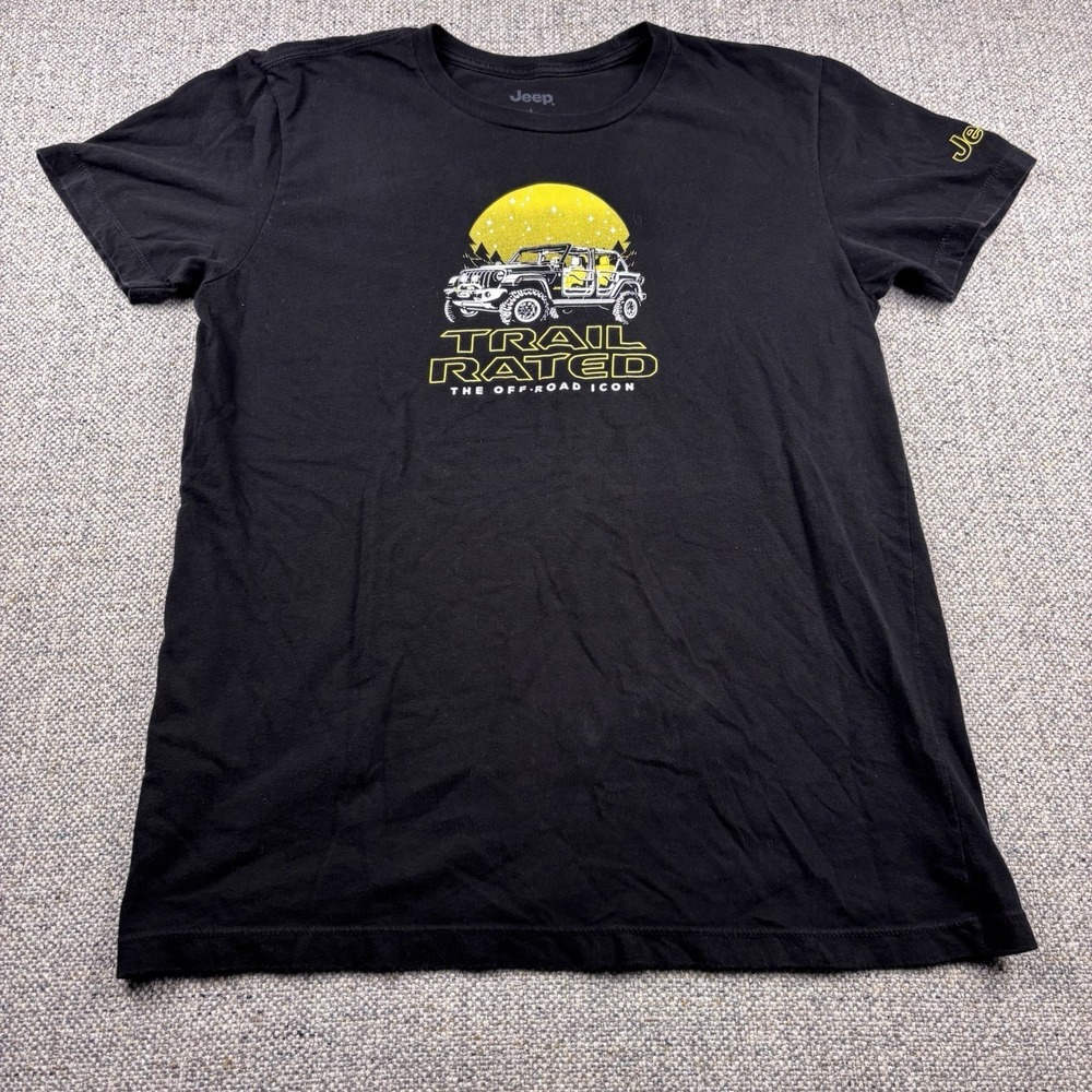 Jeep Trail Rated Off-Road Icon T-Shirt Mens Large Black Graphic Tee 4x4